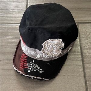 Distressed Y2K Texas Cadet Black and Red Embroidered Cap